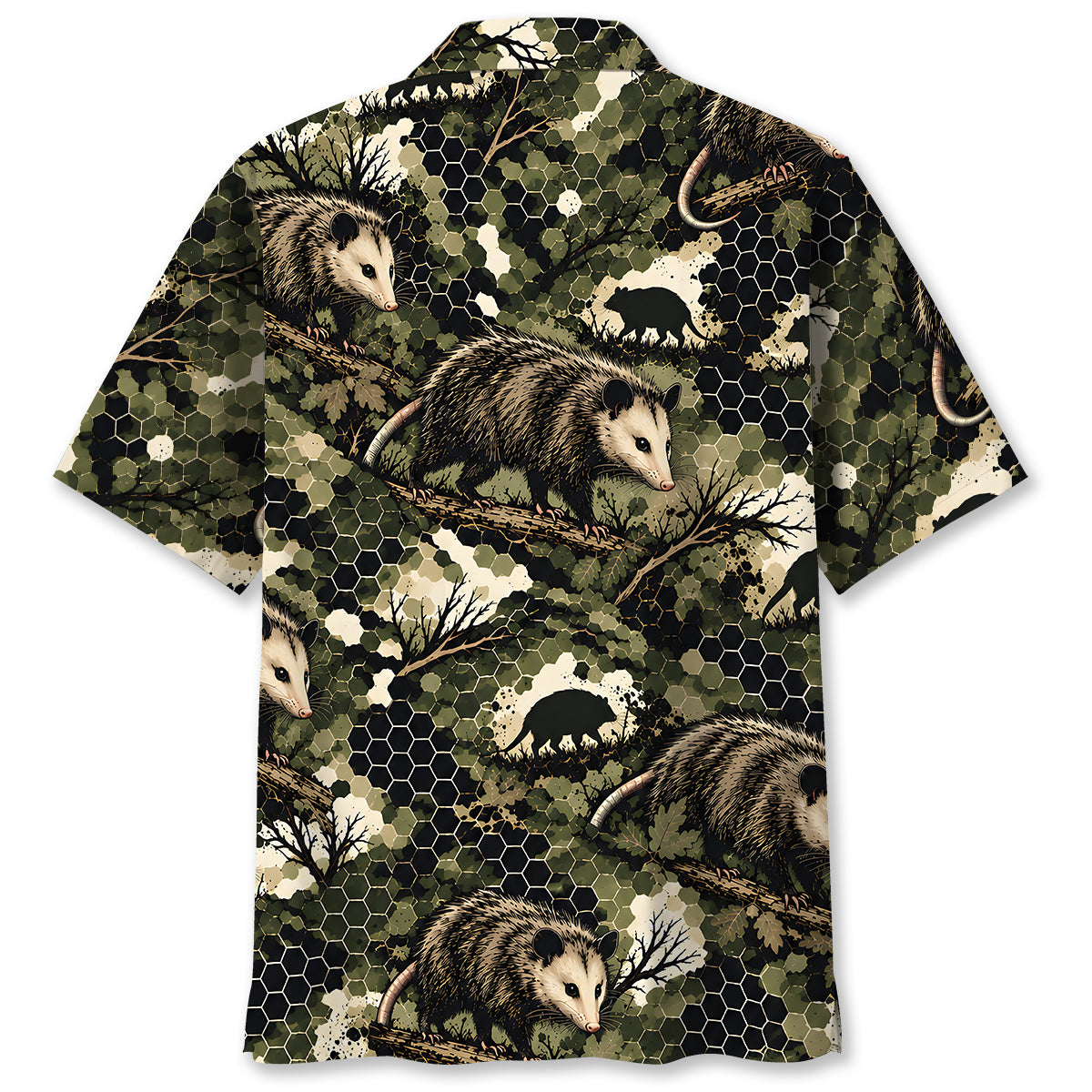 Tactical Hexagonal Opossum Camo Hawaiian Shirt