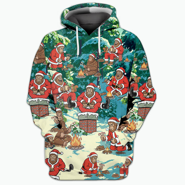 Bigfoot Camping Xmas All Over Print Shirt