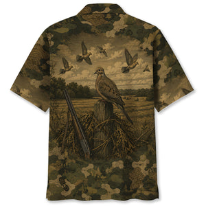 Dove Field Camouflage Dark Hawaiian Shirt