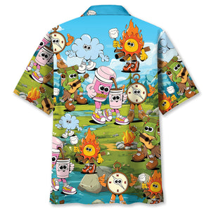 Vintage Camping Cartoon Mascot Hawaiian Shirt