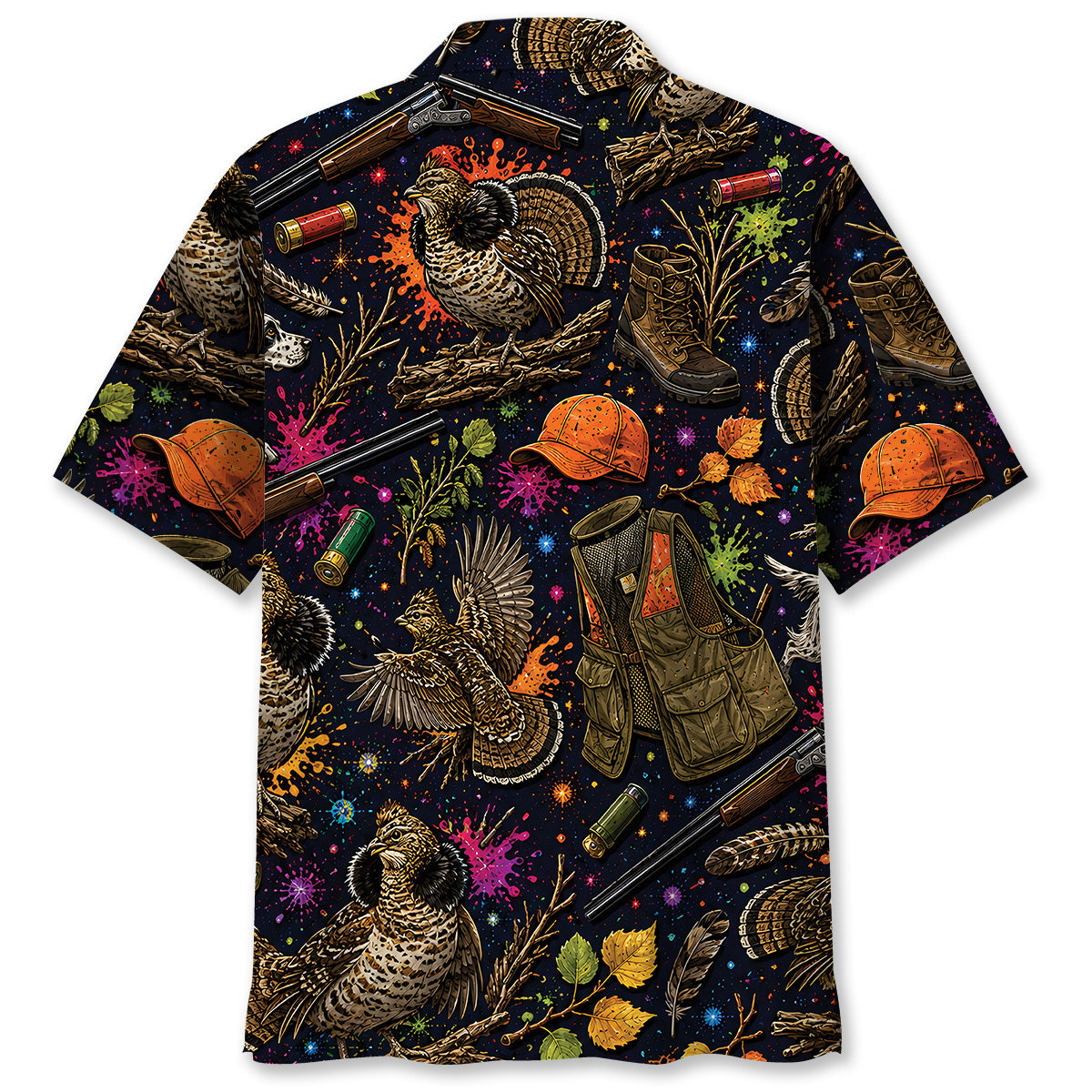 Retro Grouse Hunting Colorful Hawaiian Shirt