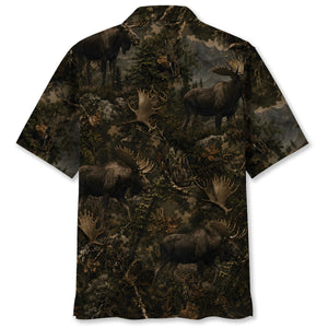 Moose Hunting Forest Hawaiian Shirt