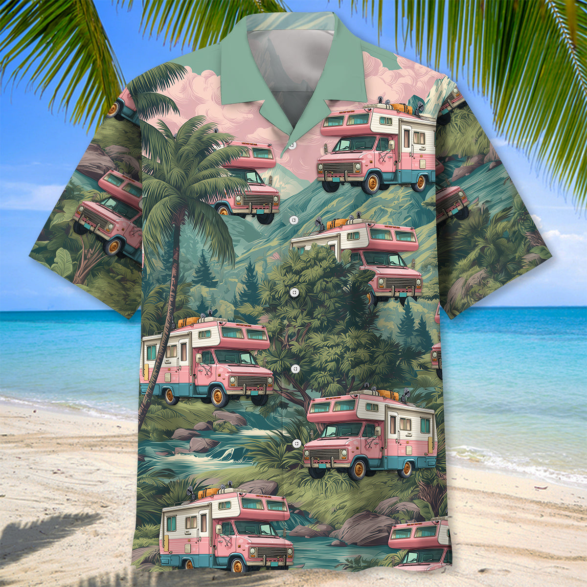 Pastel Camper Van Hawaiian Shirt