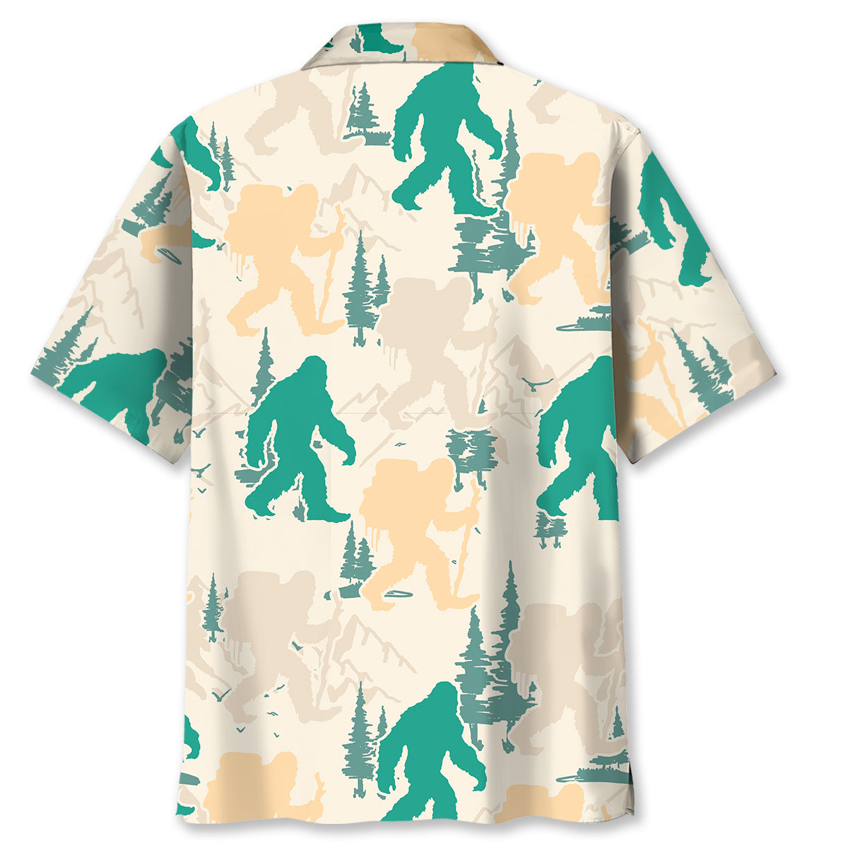 Bigfoot Hiking Mountain and Trees Hawaiian Shirt