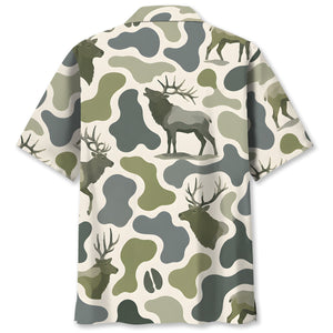 Elk Camouflage Hunting Funny Pattern Hawaiian Shirt