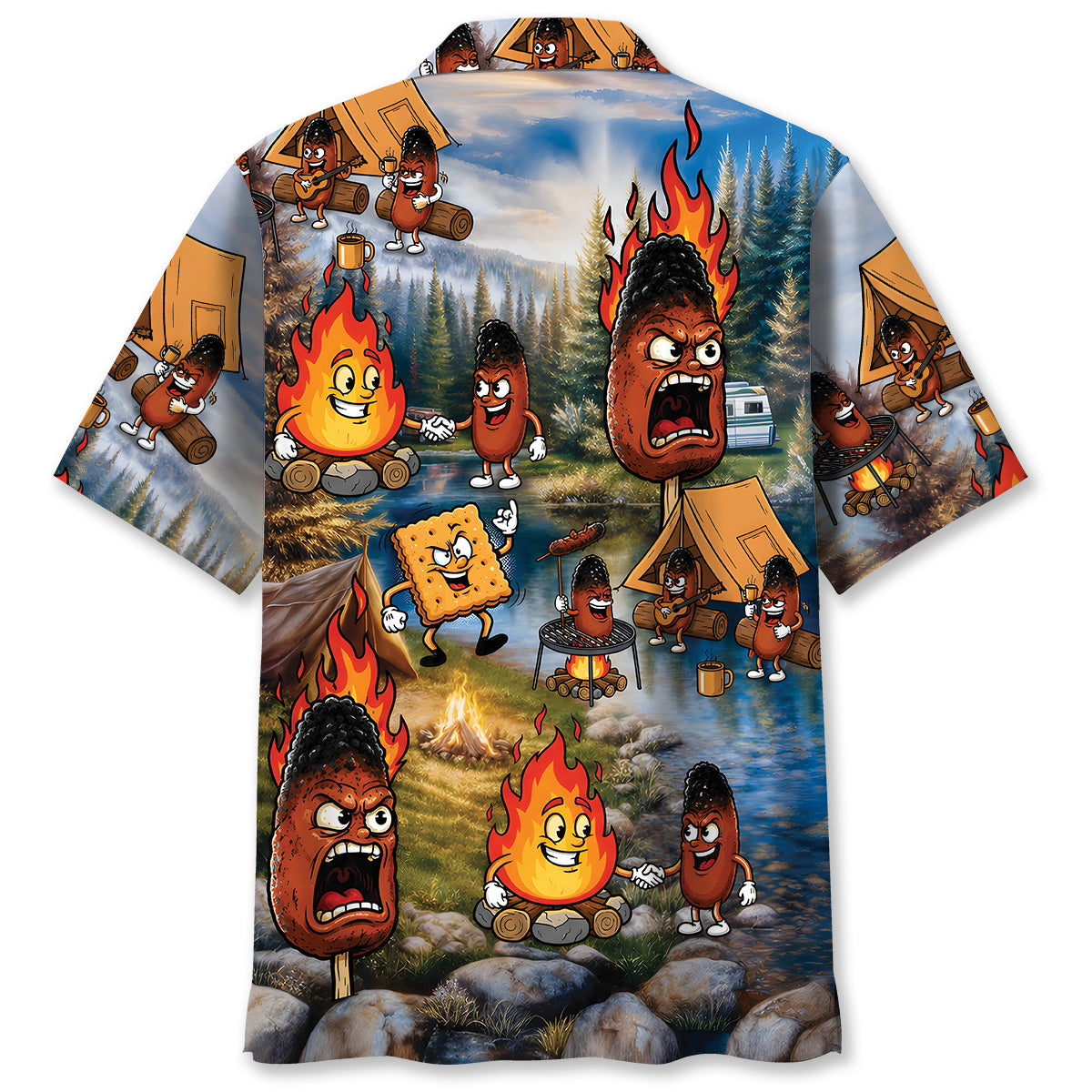 Burnt Weiner Funny Camping Hawaiian Shirt