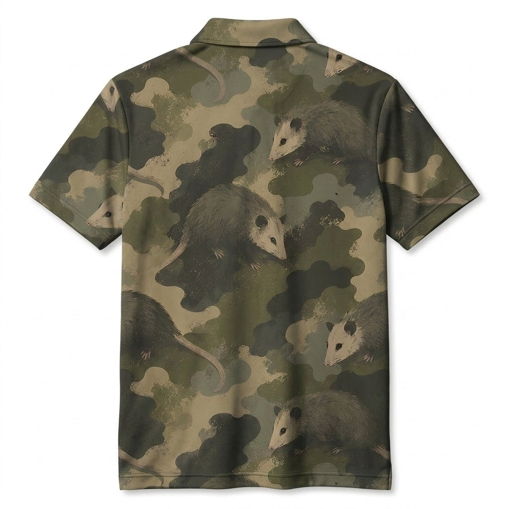 Opossum Camouflage Graphic Pattern Men Polo Shirt