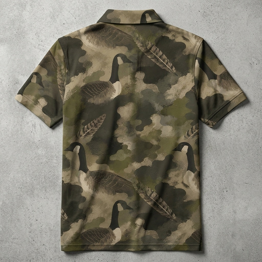 Goose Camouflage Graphic Pattern Men Polo Shirt