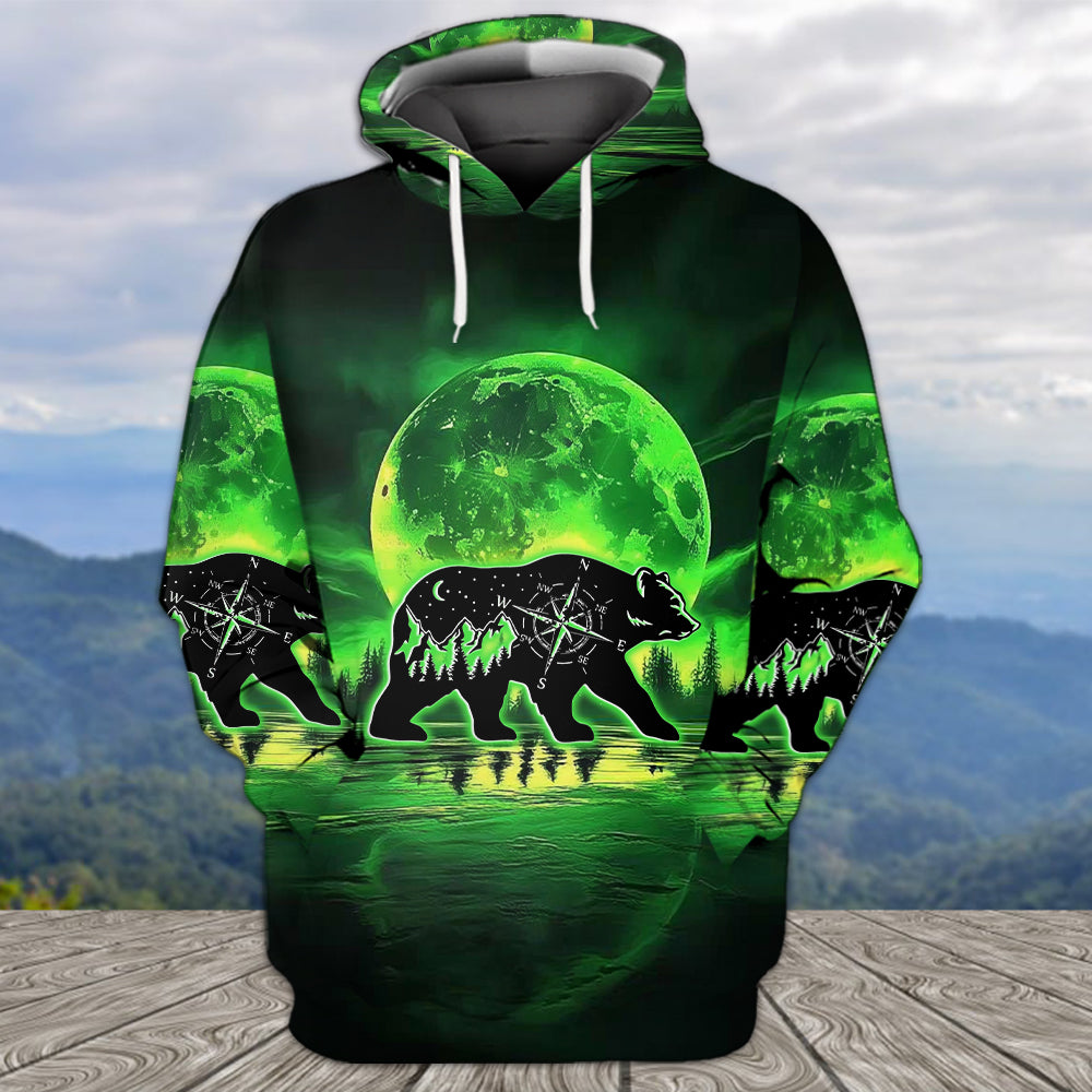 Bear Green Moonlit Art All Over Print Shirt