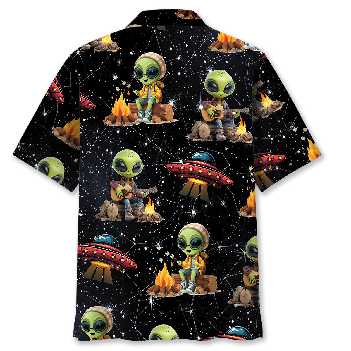 Cosmic Alien UFO Camping Hawaiian Shirt