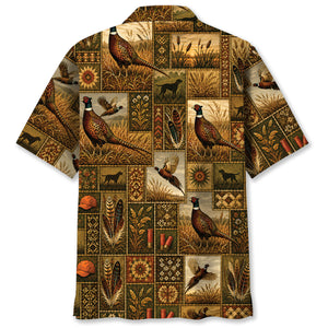 Pheasant Hunting Vintage Pattern Graphic Hawaiian Shirt