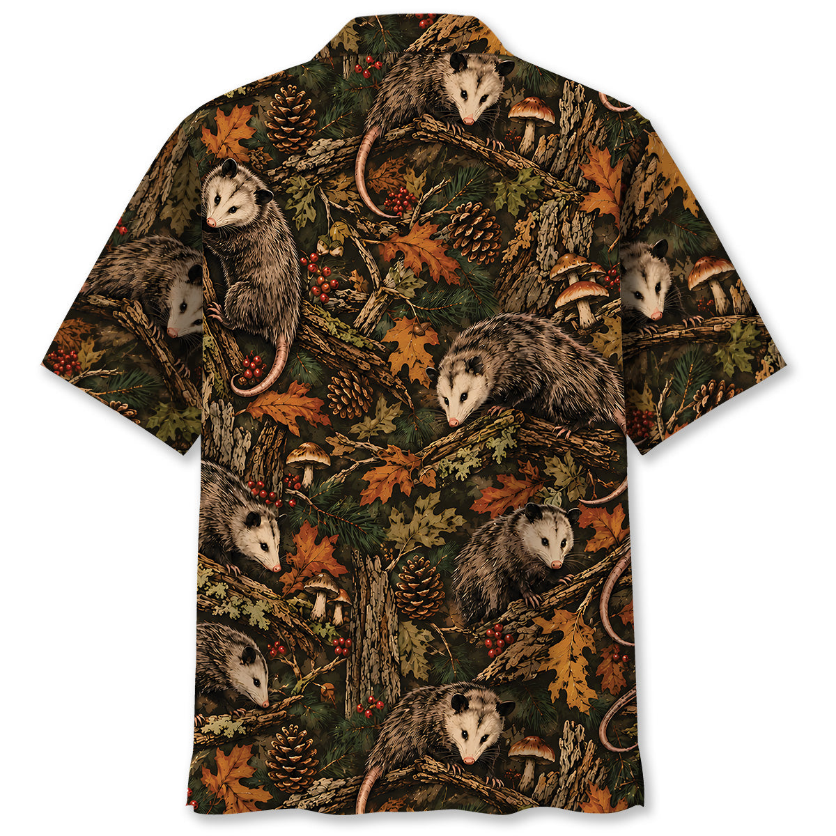 Autumn Woodland Opossum Tapestry Hawaiian Shirt