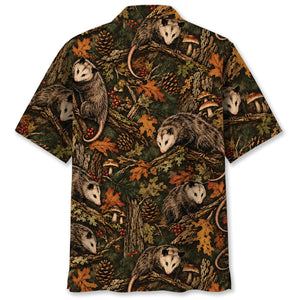 Autumn Woodland Opossum Tapestry Hawaiian Shirt