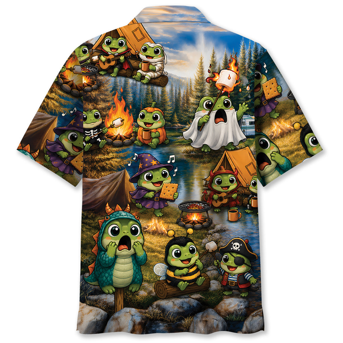 Vintage Frog Camping Hawaiian Shirt