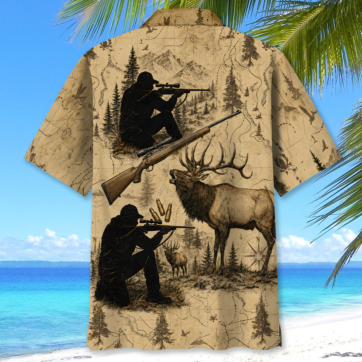 Vintage Elk Hunting Hawaiian Shirt