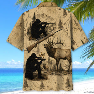 Vintage Elk Hunting Hawaiian Shirt