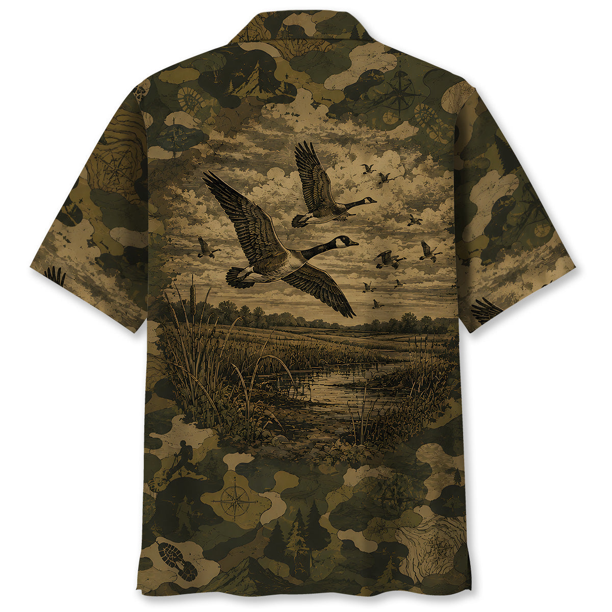 Goose Camouflage Dark Hawaiian Shirt