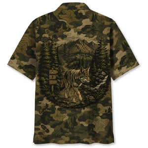 Coyote Forest Camouflage Dark Hawaiian Shirt