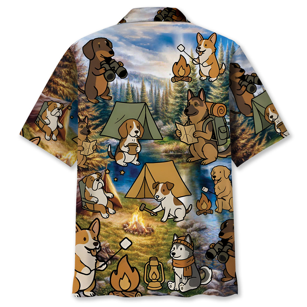 Funny Dog Camping Hawaiian Shirt
