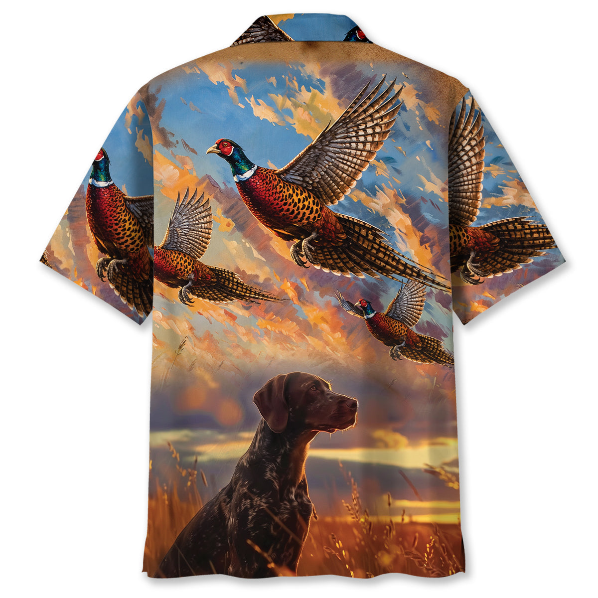 Pheasant Hunting with German Shorthaired Pointer Hawaiian Shirt