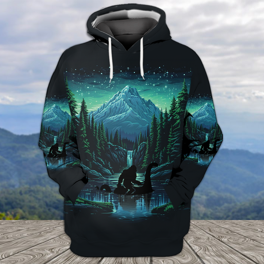 Bigfoot Riding Loch Ness Into The Forest I Go All Over Print Shirt