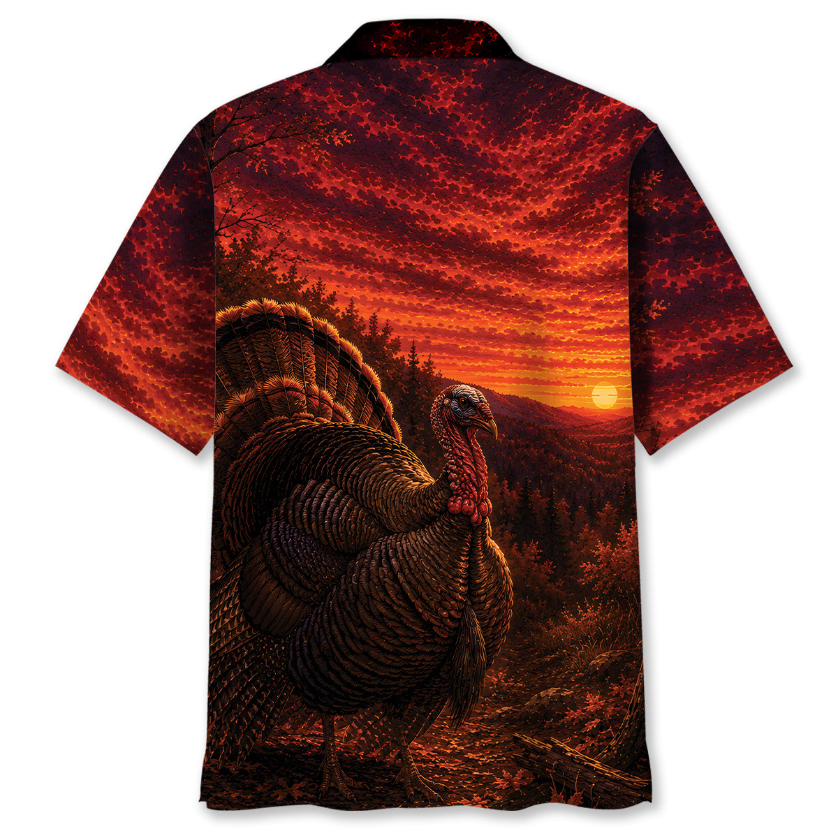 Turkey Hunting Burnt Sky Hawaiian Shirt