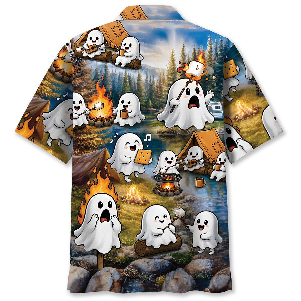 Vintage Ghost Camping Hawaiian Shirt