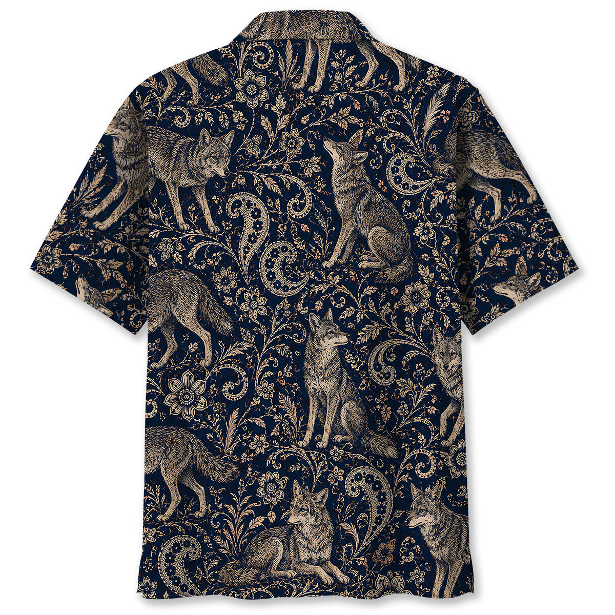 Midnight Coyote Paisley Hawaiian Shirt