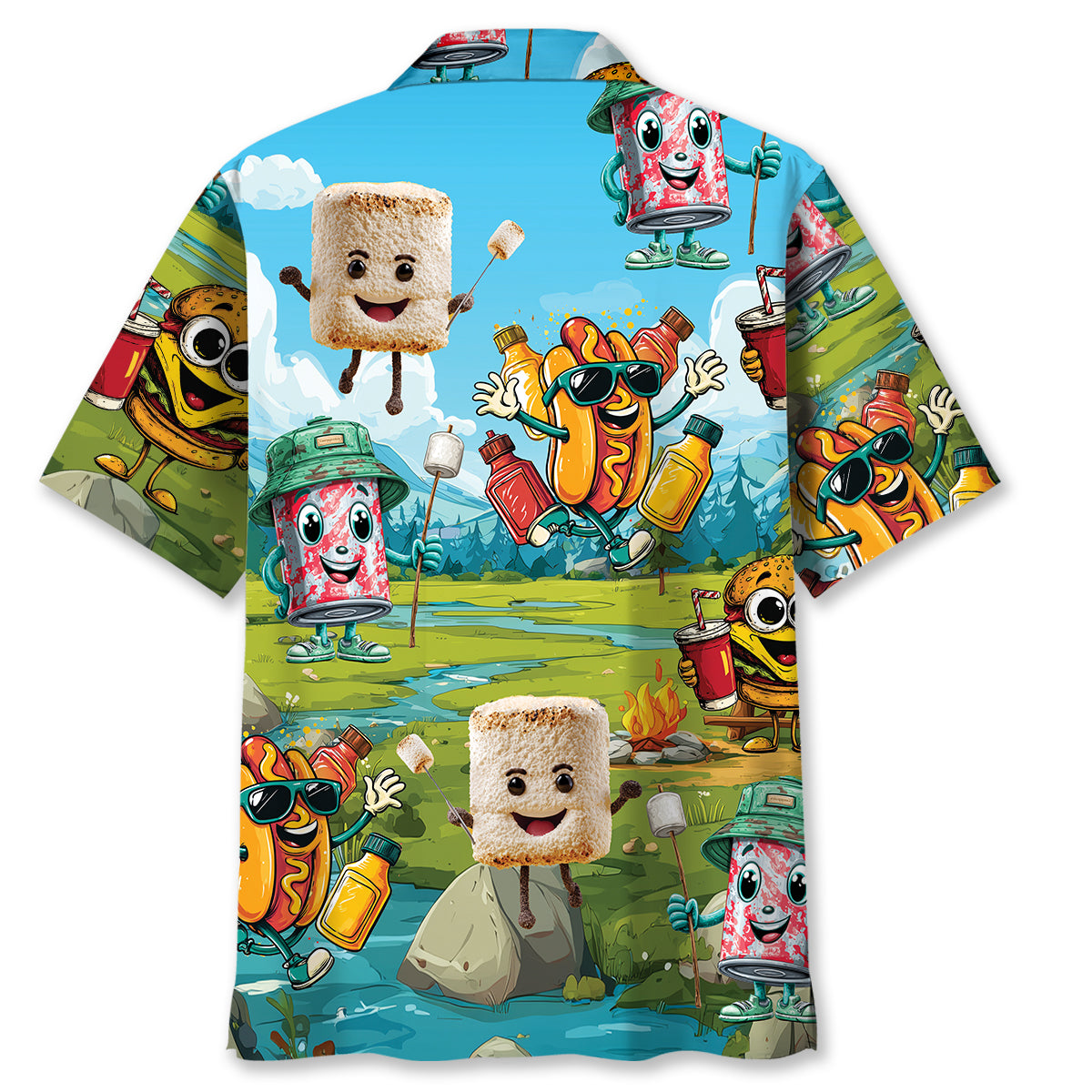 Funny Food Camping Hawaiian Shirt