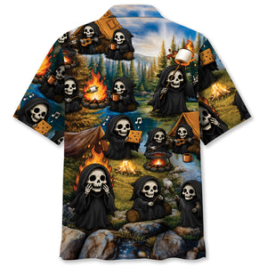 Vintage Grim Reaper Camping Hawaiian Shirt