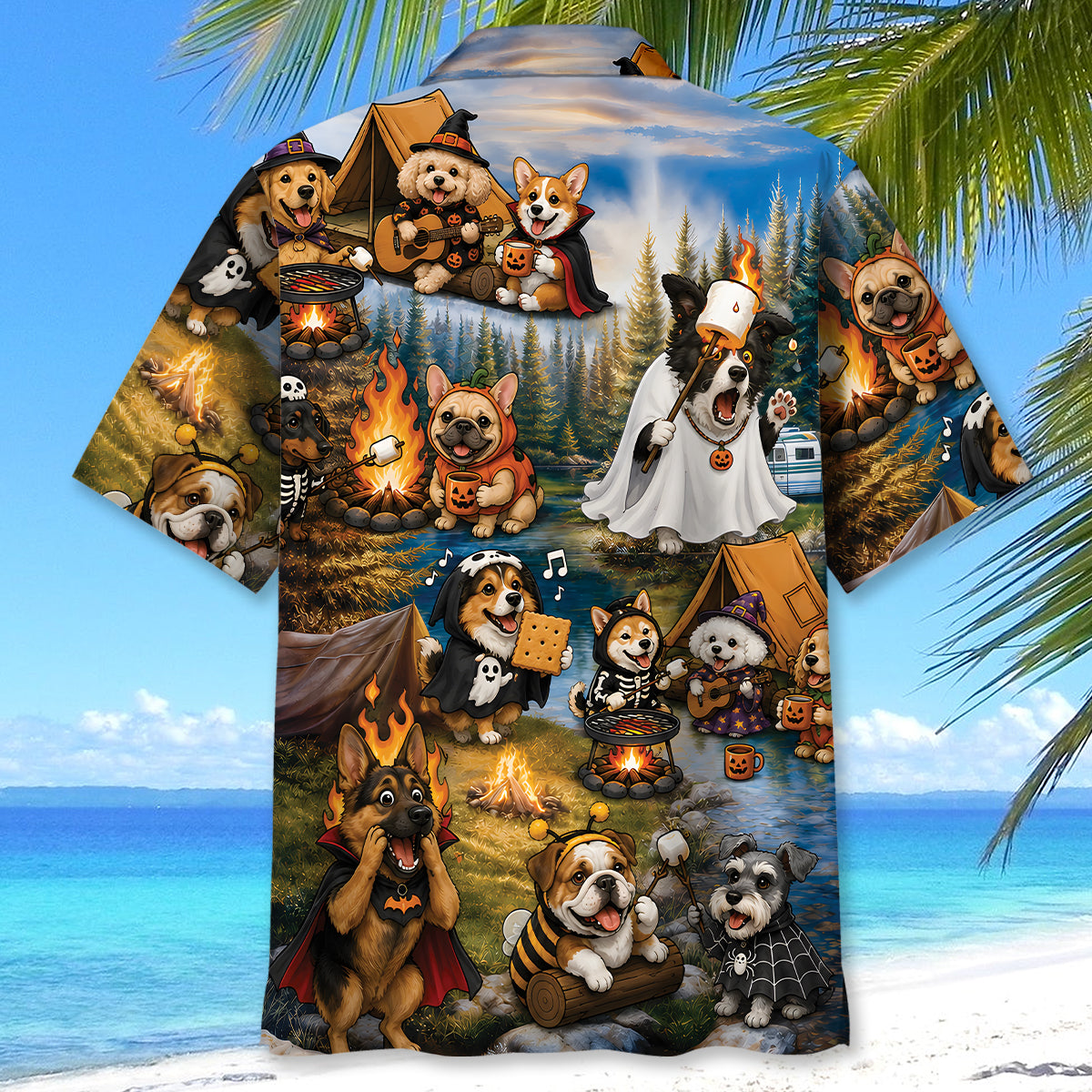 Vintage Dogs Camping Hawaiian Shirt