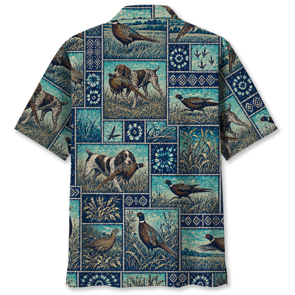 Vintage Blue Pheasant Hunting Hawaiian Shirt