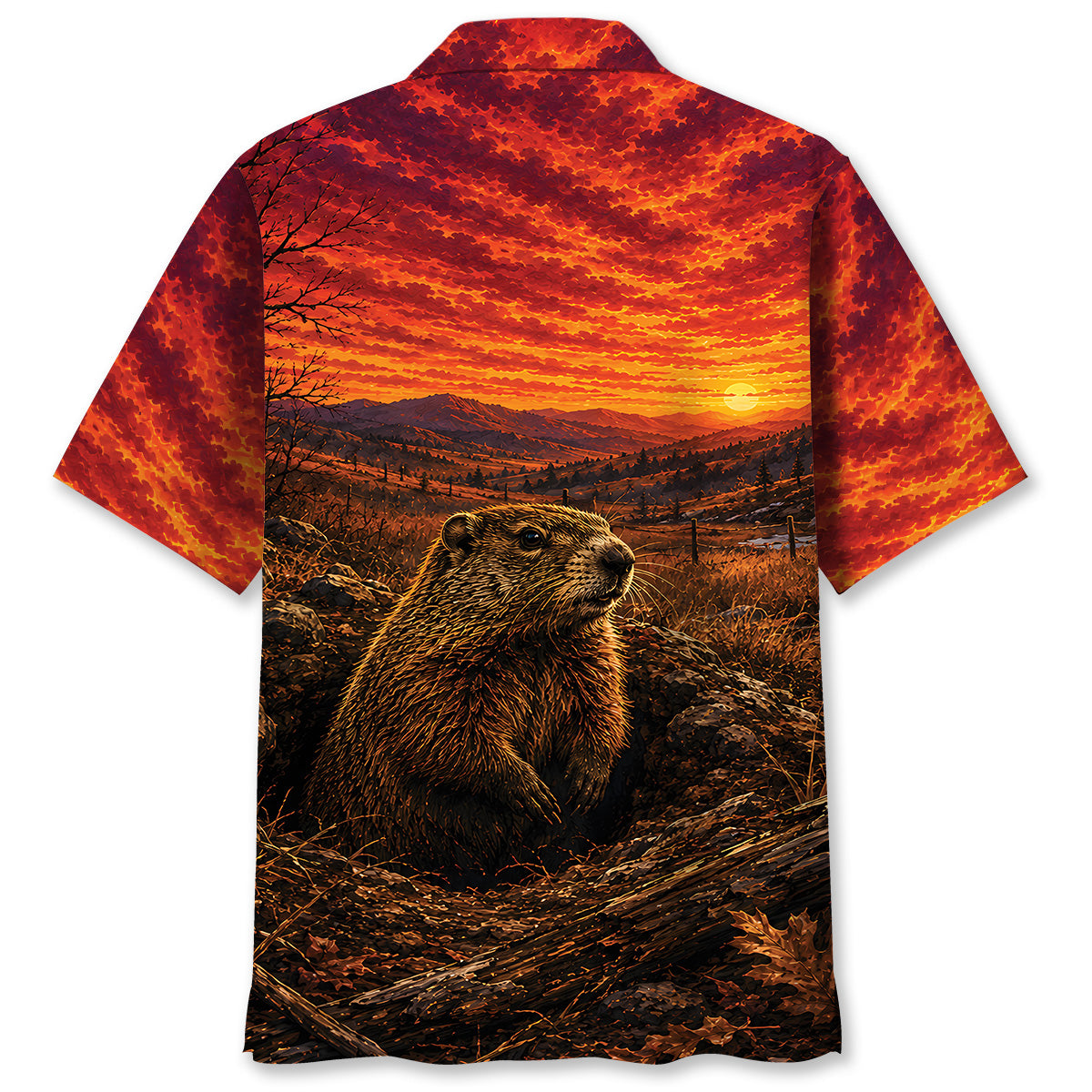 Groundhog Hunting Burnt Sky Hawaiian Shirt