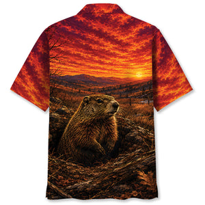 Groundhog Hunting Burnt Sky Hawaiian Shirt