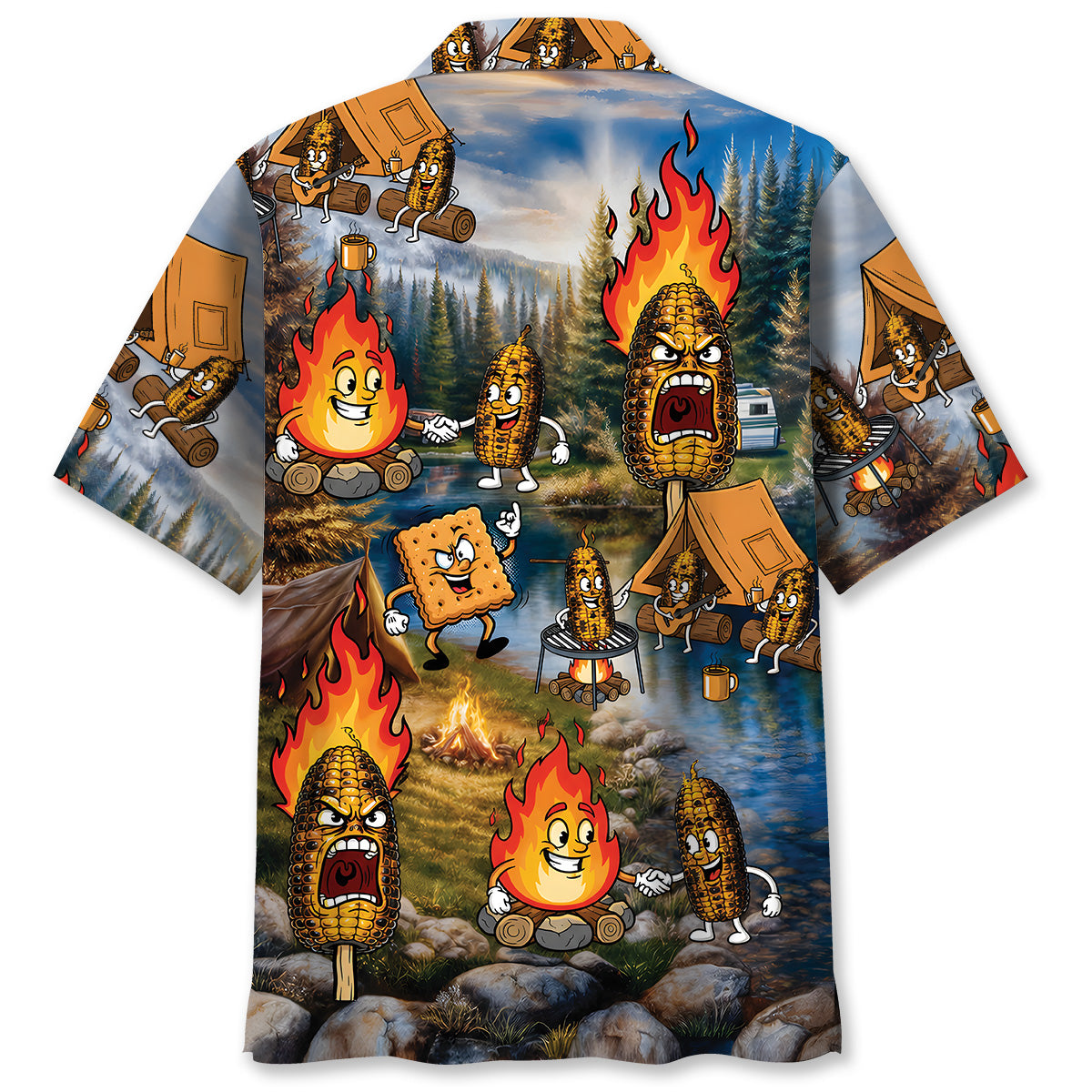 Burnt Corn Funny Camping Hawaiian Shirt