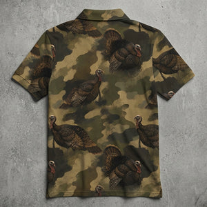 Wild Turkey Camouflage Graphic Pattern Men Polo Shirt