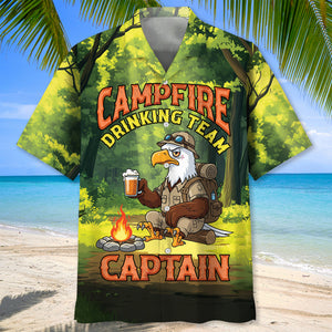 Campfire Drinking Team Captain Eagle Hawaiian Shirt
