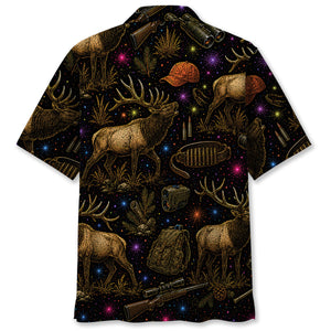 Retro Elk Hunting Colorful Hawaiian Shirt