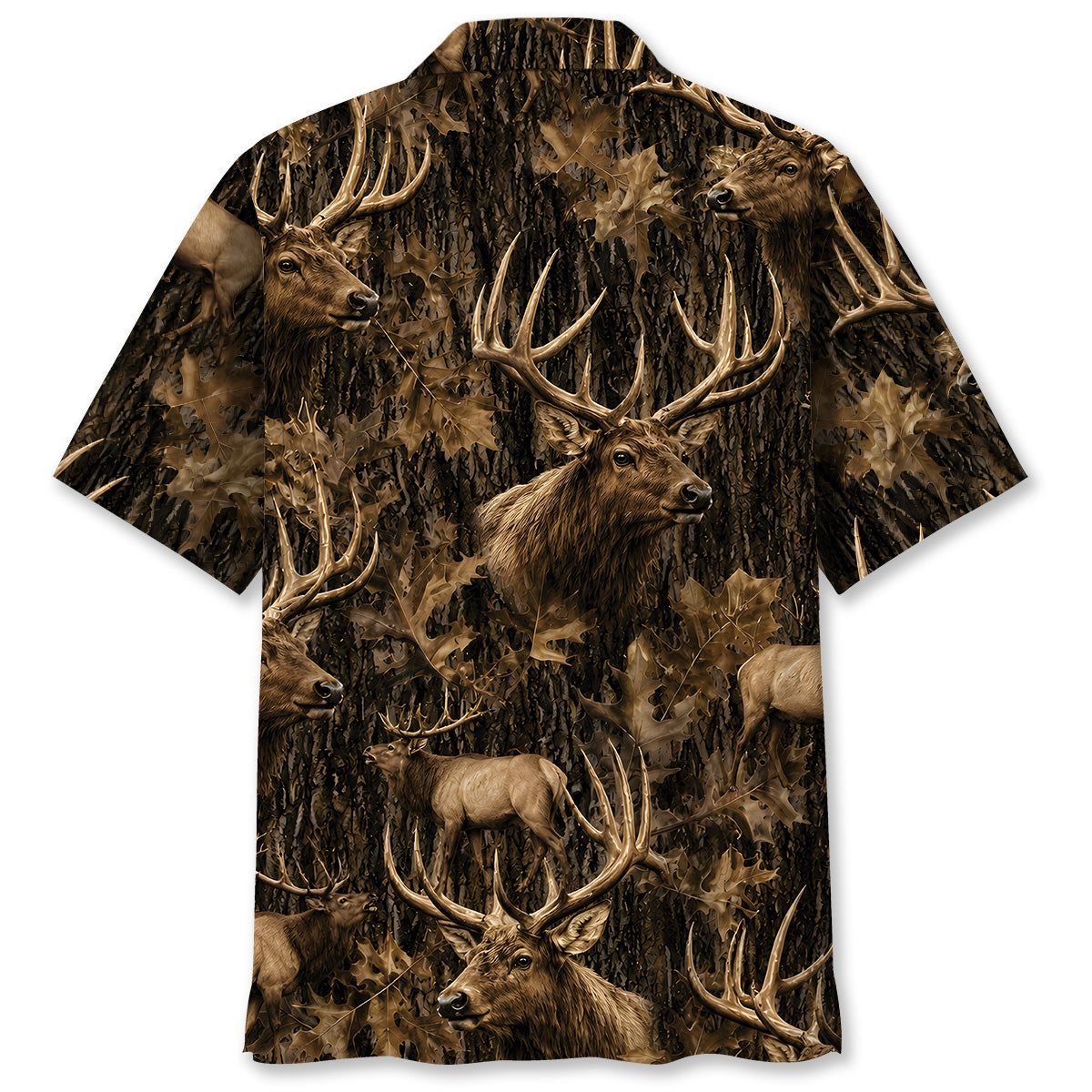 Vintage Elk Art Camo Hawaiian Shirt