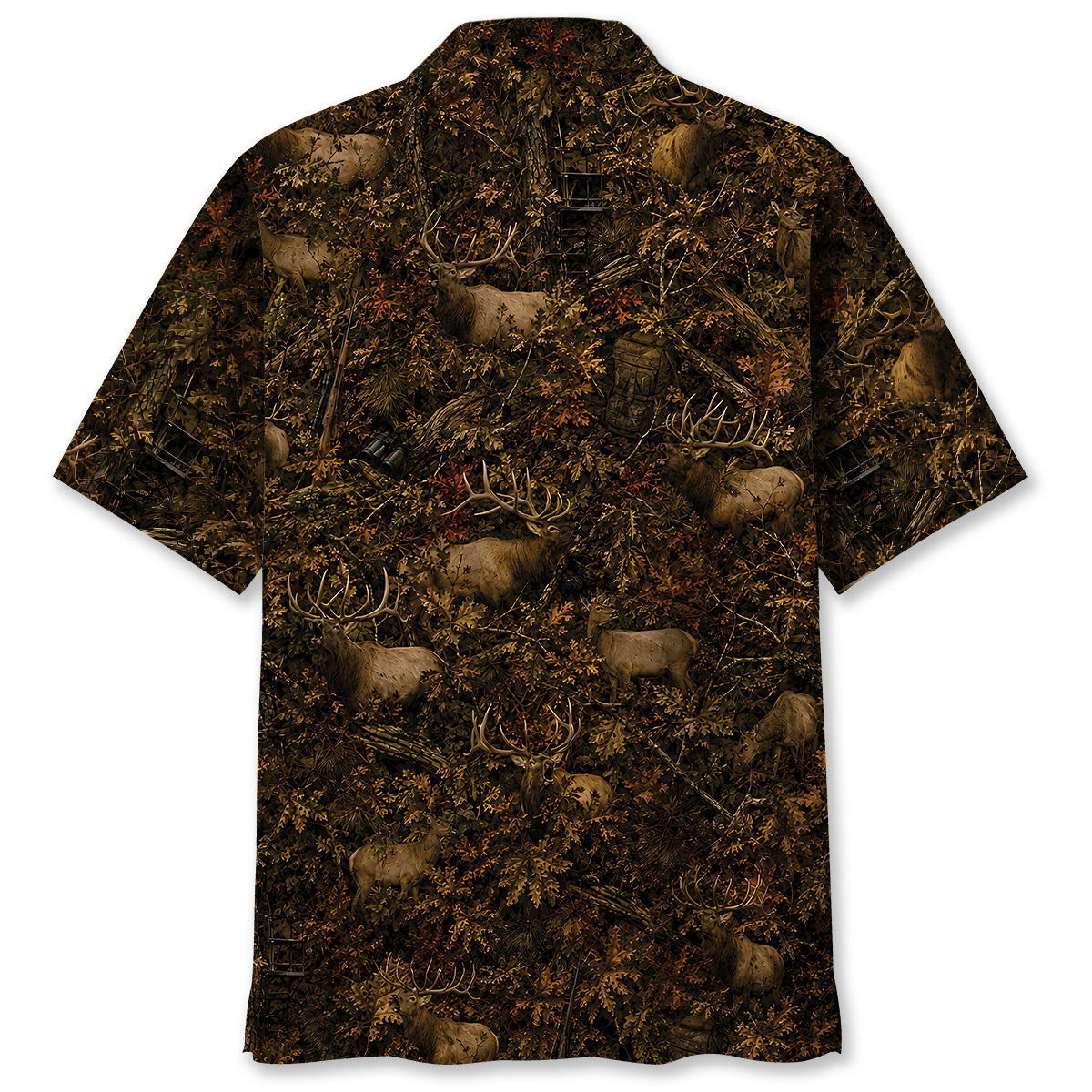 Elk Hunting Forest Camouflage Hawaiian Shirt