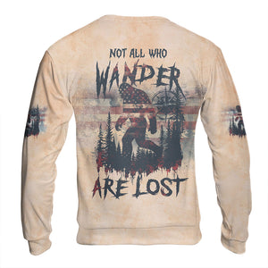 Vintage Bigfoot Not All Who Wander Are Lost Compass USA All Over Print Shirt