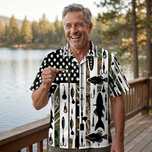 Fishing Black Hawaiian Shirt