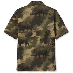 Hog Camouflage Graphic Pattern Hawaiian Shirt