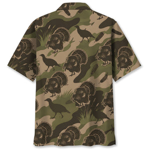 Vintage Camouflage Wild Turkey Hunting Hawaiian Shirt