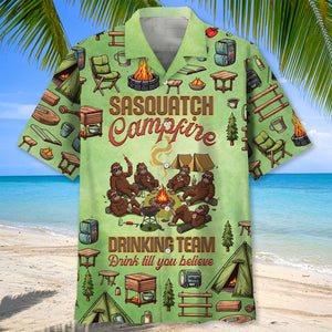 Sasquatch Campfire Drinking Team Hawaiian Shirt