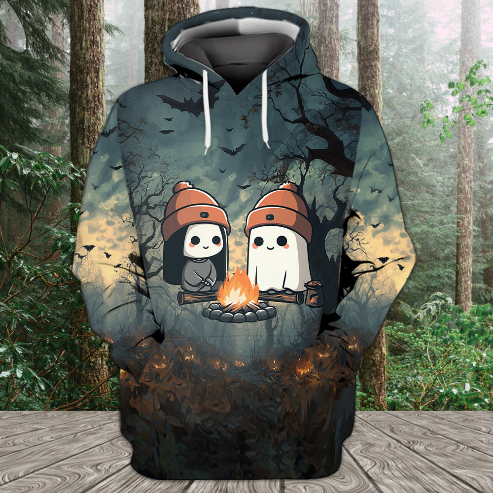Cute Ghost Camping Crew All Over Print Shirt