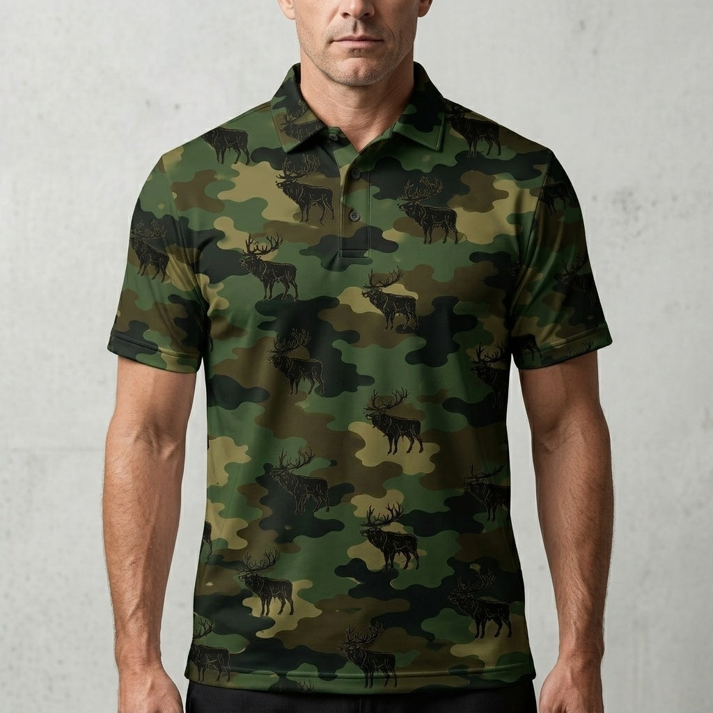 Elk Camouflage Millitary Men Polo Shirt