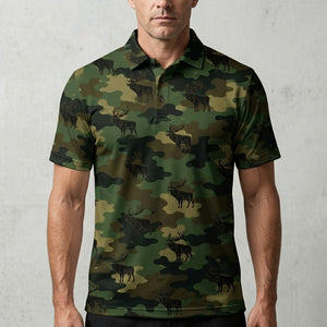 Elk Camouflage Millitary Men Polo Shirt