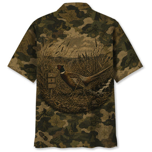 Pheasant Forest Camouflage Dark Hawaiian Shirt