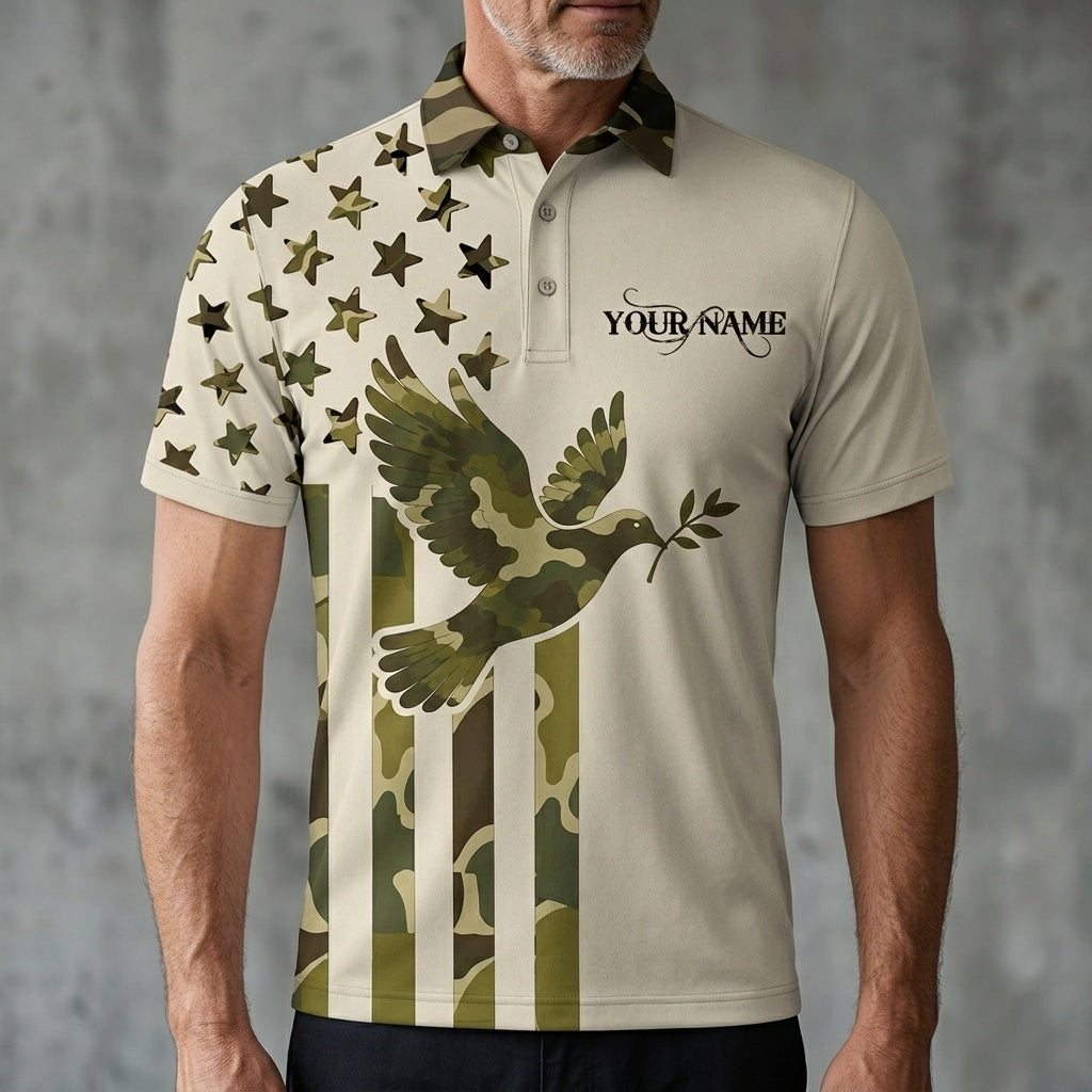 Custom Name Dove Hunting Camouflage Style Men Polo Shirt